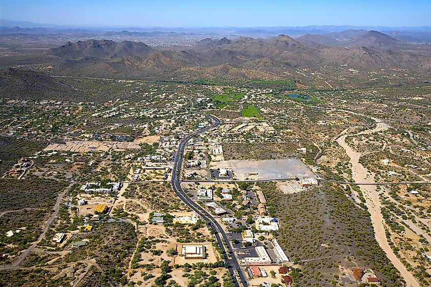 Aerial view of Cave Creek, Arizona