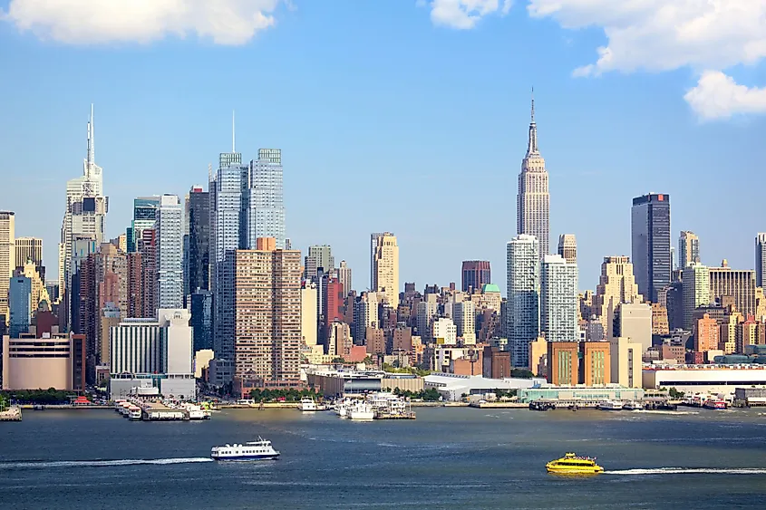 Manhattan Skyline with Empire State Building over Hudson River, New York City