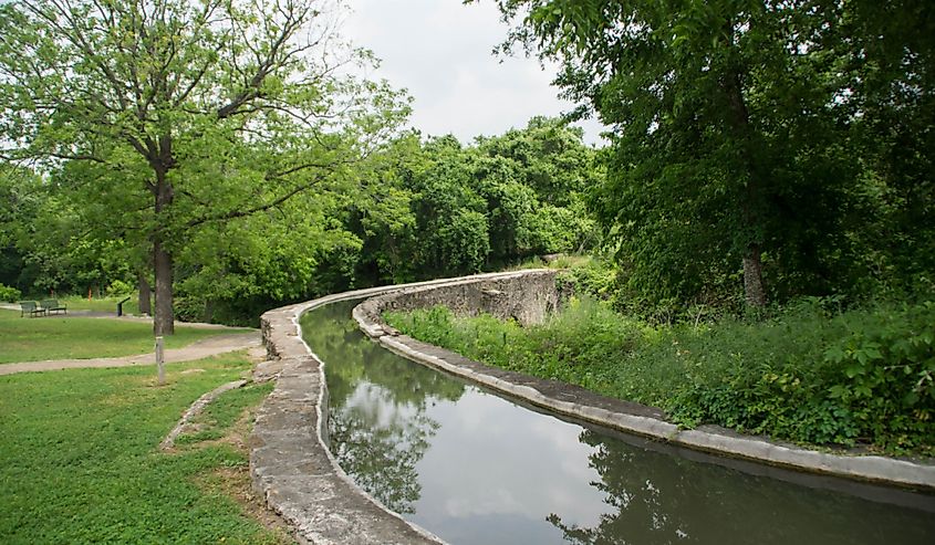 Espada Aqueduct or Piedras Creek Aqueduct in San Antonio San Antonio Missions National Historical Park, Texas