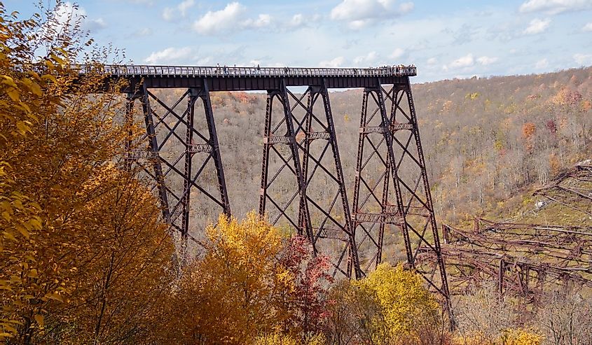 In the heart of fall foliage in McKean County, the Kinzua Bridge beckons visitors to marvel at its towering presence and rich history.