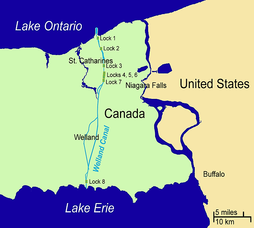 Niagara River connecting Lake Erie to Lake Ontario