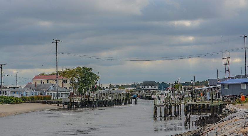 Bowers Beach at the mouth of Murderkill River on Delaware Bay in Bowers