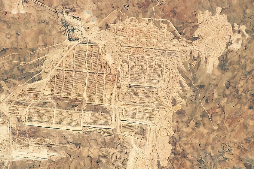 A view of Bou Craa phosphate mine from space, taken in 2018