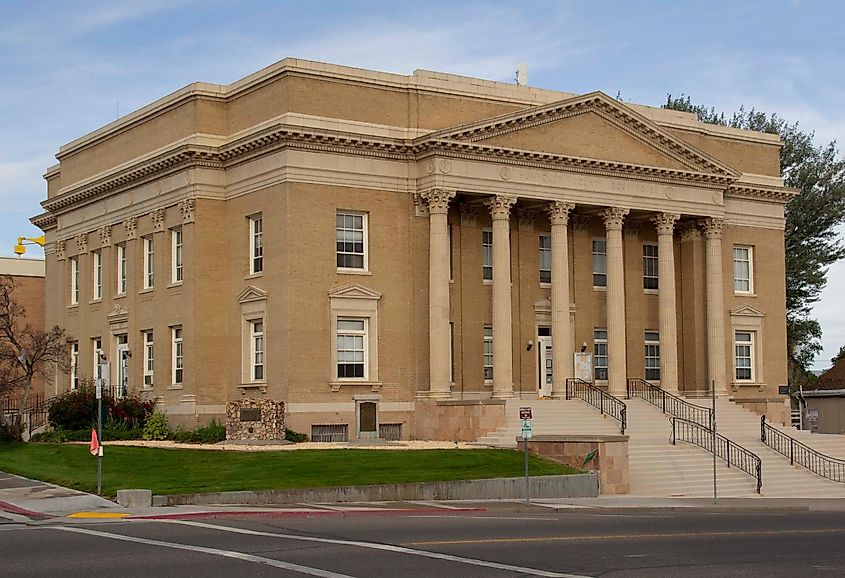 Winnemucca, Nevada USA - June 7, 2022: Humboldt County Courthouse in Partial Side View in Daylight or Daytime