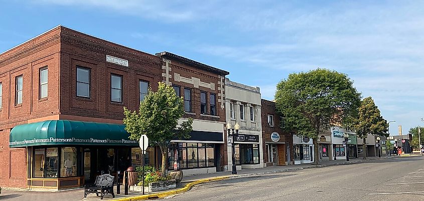 Downtown street in Bemidji, Minnesota.