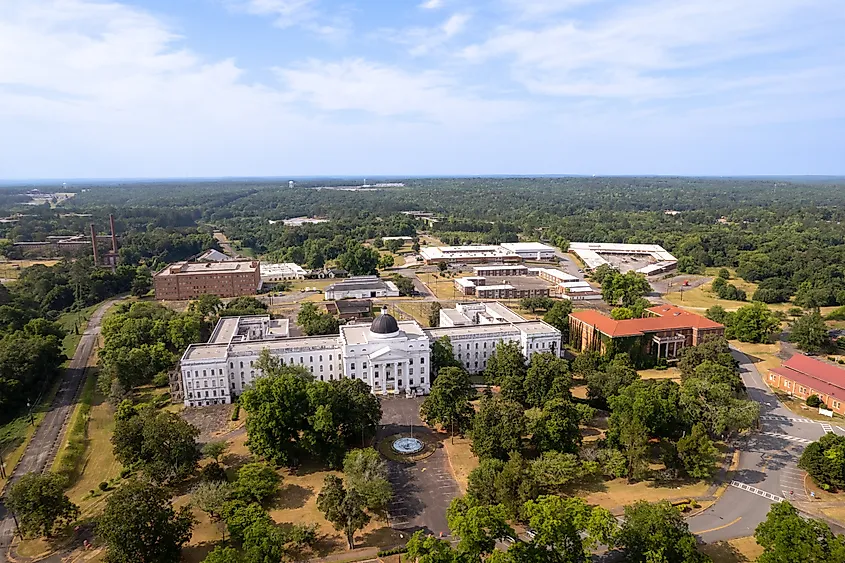 Aerial view in Milledgeville, Georgia