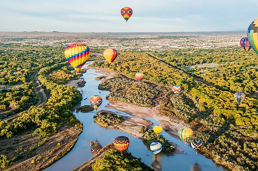 Scenic view of the Rio Grande winding through desert canyon country.