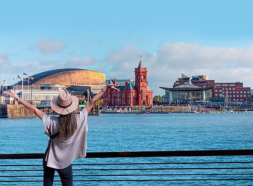 Panoramic view of the Cardiff Bay.