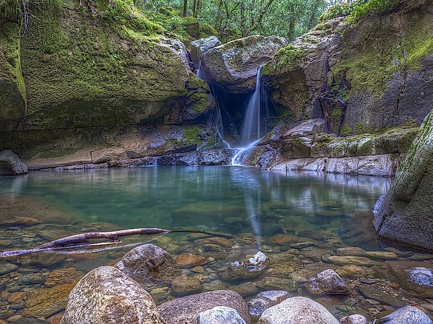 Devil's Punchbowl Falls and pool in Angwin, California.