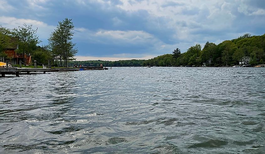 Docks on Lake Harmony, Pennsylvania.