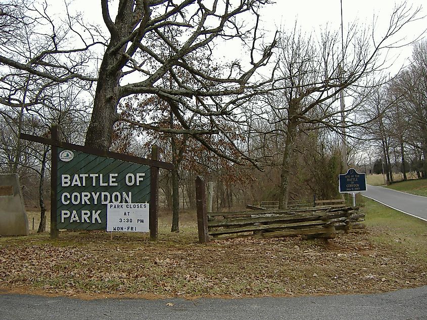 Entrance of the Corydon Battlefield, just south of Corydon, Indiana. Date	