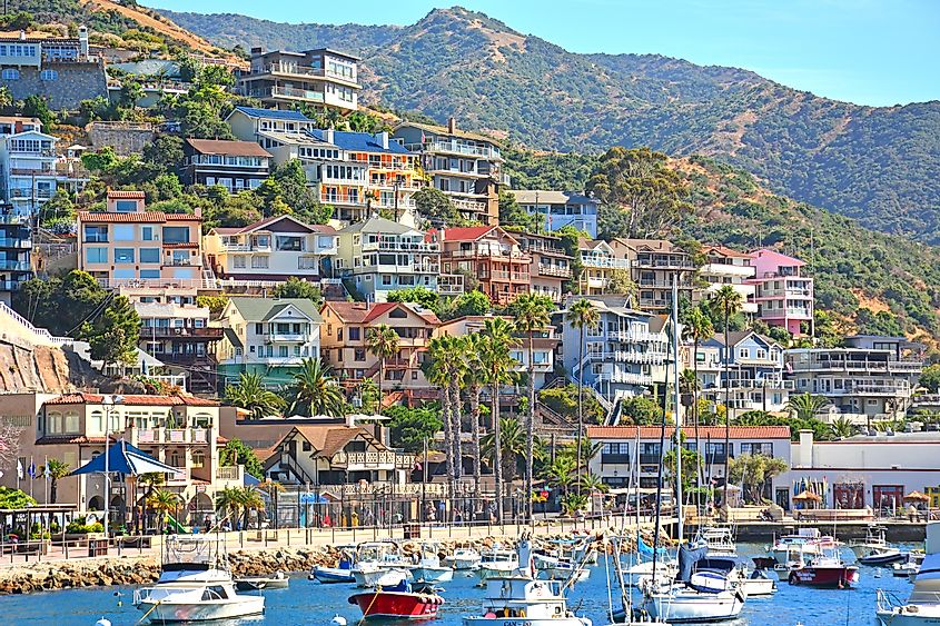 Colorful vacation homes in Avalon, California.