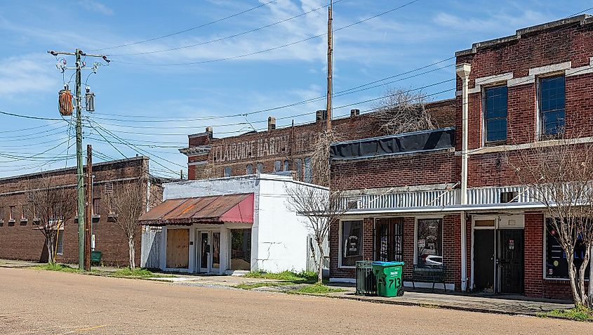 Downtown Port Gibson, Mississippi. Port Gibson is the third-oldest town in the state.