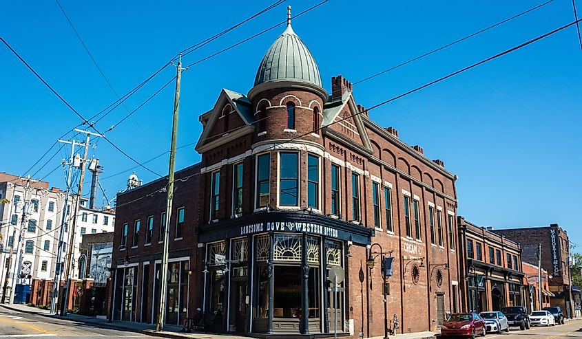 Historic building of Patrick Sullivan’s Saloon, currently occupied by Lonesome Dove Western Bistro, in Knoxville, Tennessee