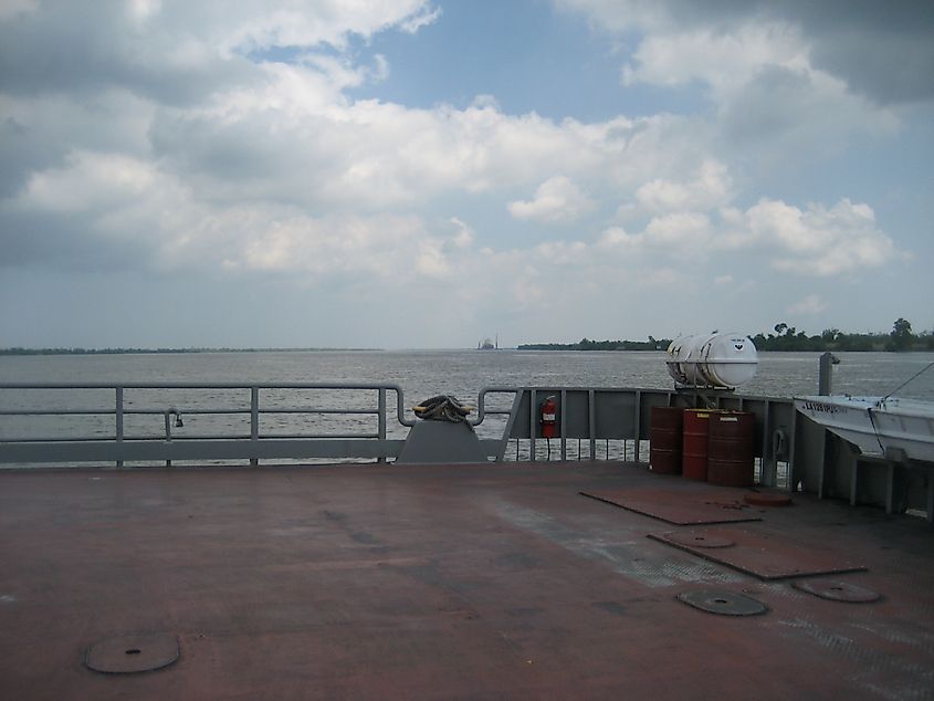 Pointe a la Hache crossing, with part of the ferry visible