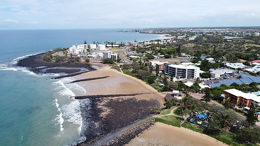 Bargara Beach coastline in Queensland.