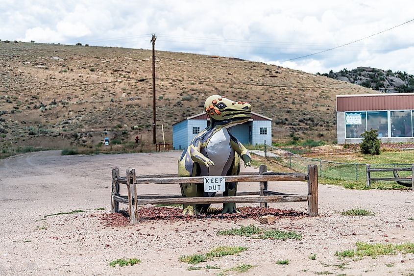 A dinosaur sculpture in Dinosaur, Colorado