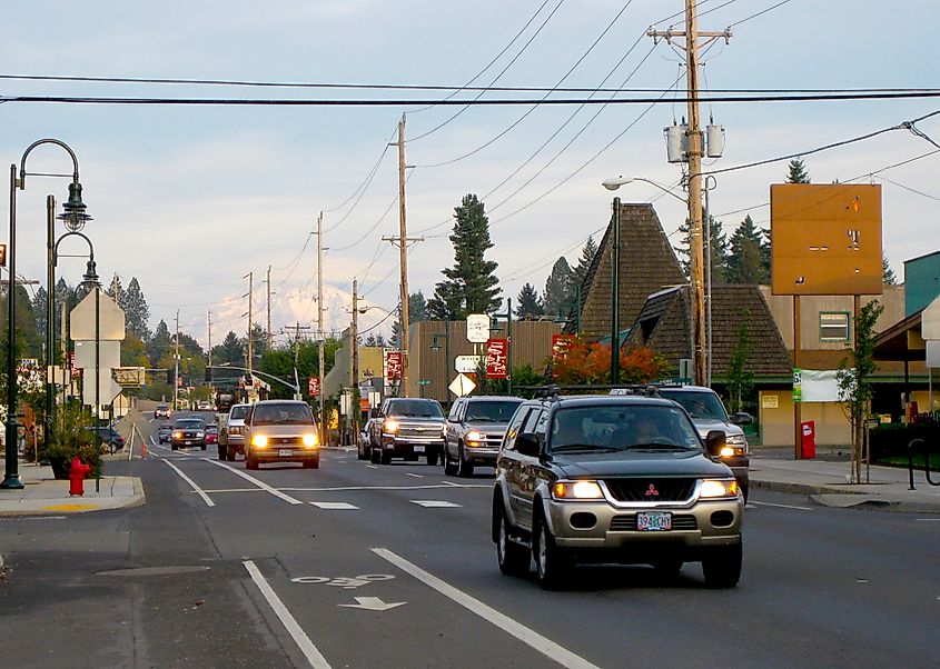 Street view in Sandy, Oregon