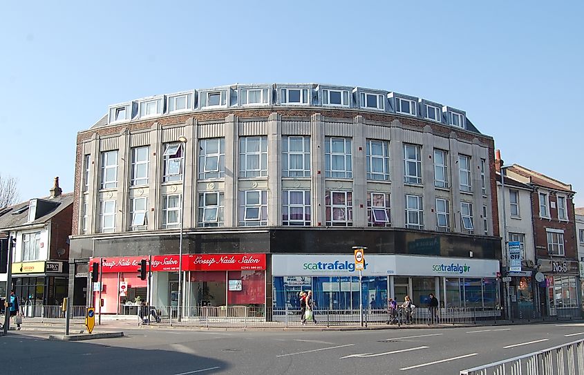 The Montague Burton Building at the corner of London Road in North End.