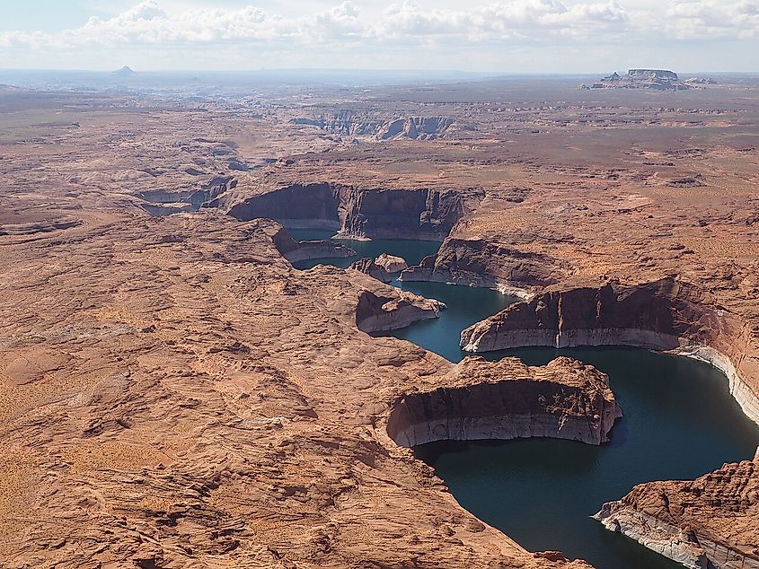 Lake Powell, where severe drought has reduced water levels dramatically. Image credit: Frypie via Wikimedia Commons