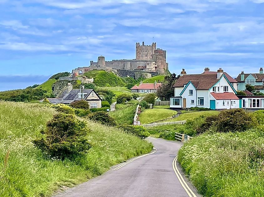 View of Bamburgh Castle in Northumberland, England