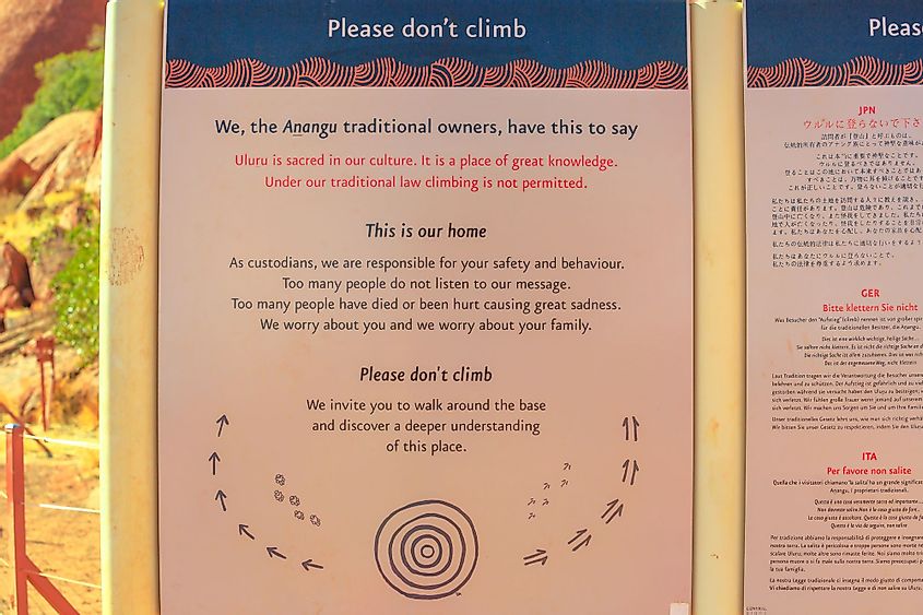 Uluru Rock is sacred to the Aboriginal Anangu people.