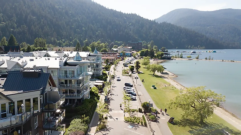 Aerial view of Harrison Hot Springs, British Columbia, Canada.
