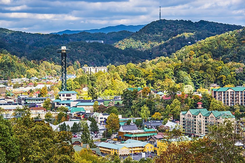 Aerial view of Gatlinburg, Tennessee