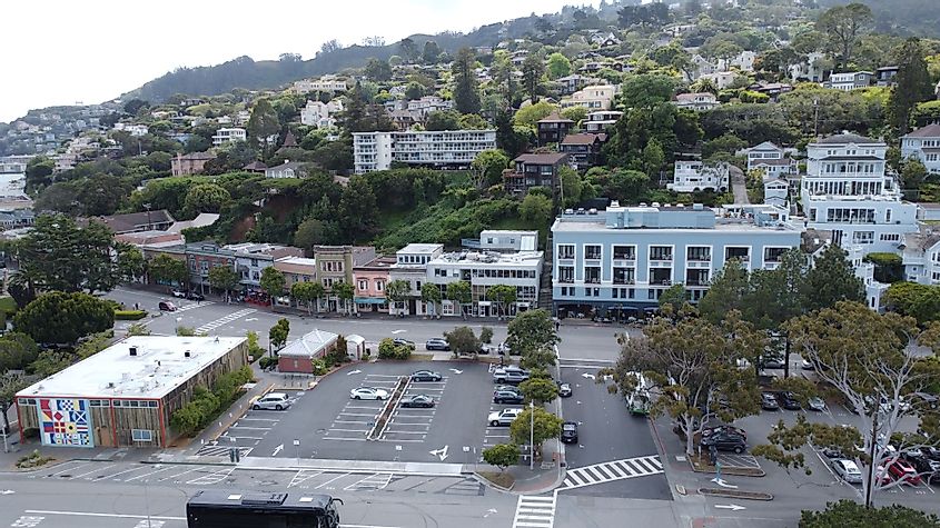 Aerial view of downtown Sausalito, California