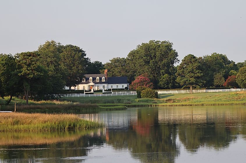 Early morning scenic view of the Bayville Golf Club looking across Pleasure House Point Creek.