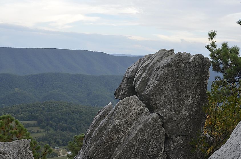 Dragon's tooth summit landmark in the Appalachian trail in south Virginia