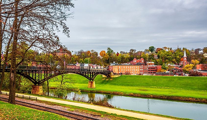 Historical Galena Town view at Autumn in Illinois