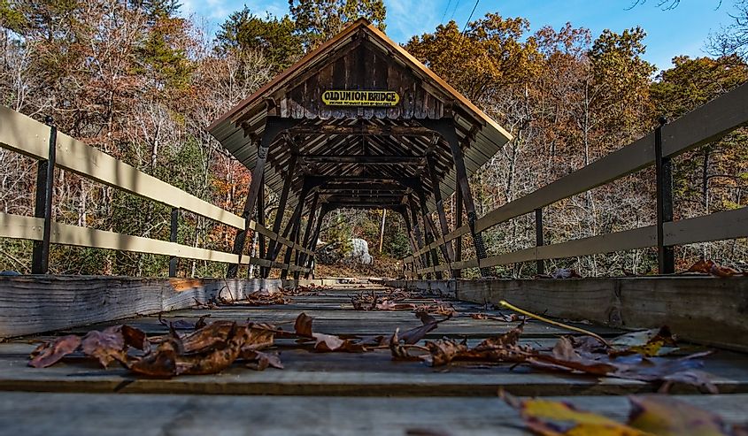 Old Union Crossing Covered Bridge low angle
