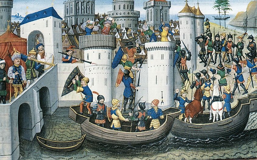 Conquest Of Constantinople By The Crusaders In 1204 during the Fourth Crusade.