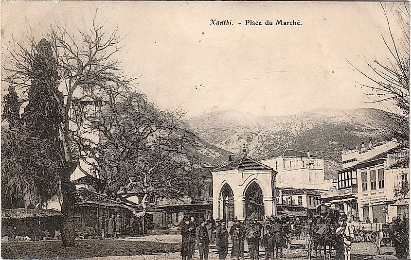 Central square of Xanthi, formerly the market square during the Ottoman period, where weekly markets were held until 1918