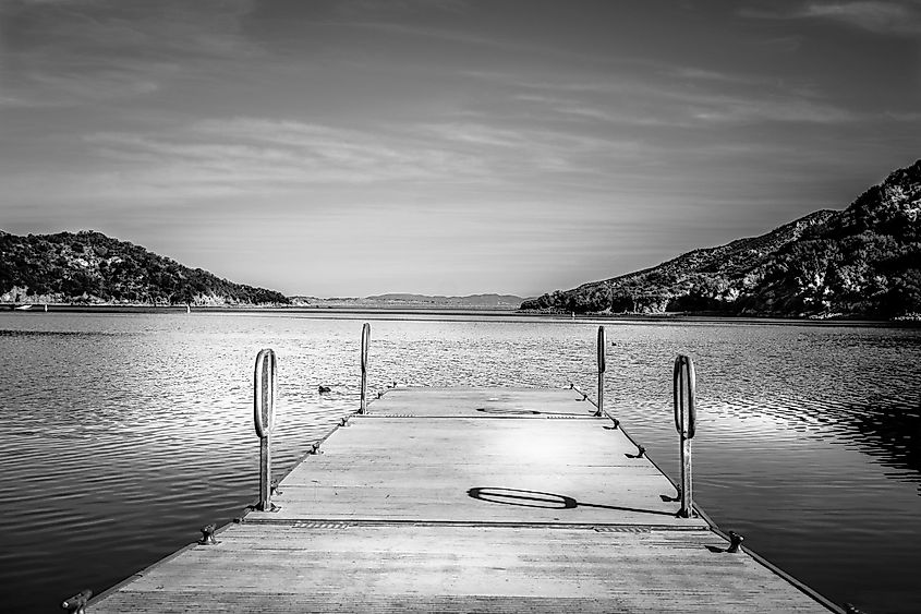 A view overlooking the boat dock at Silverwood Lakes,