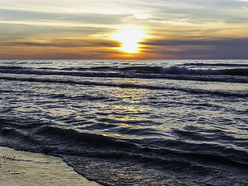 Sunset over Lake Huron on Ipperwash Beach, Ontario, Canada