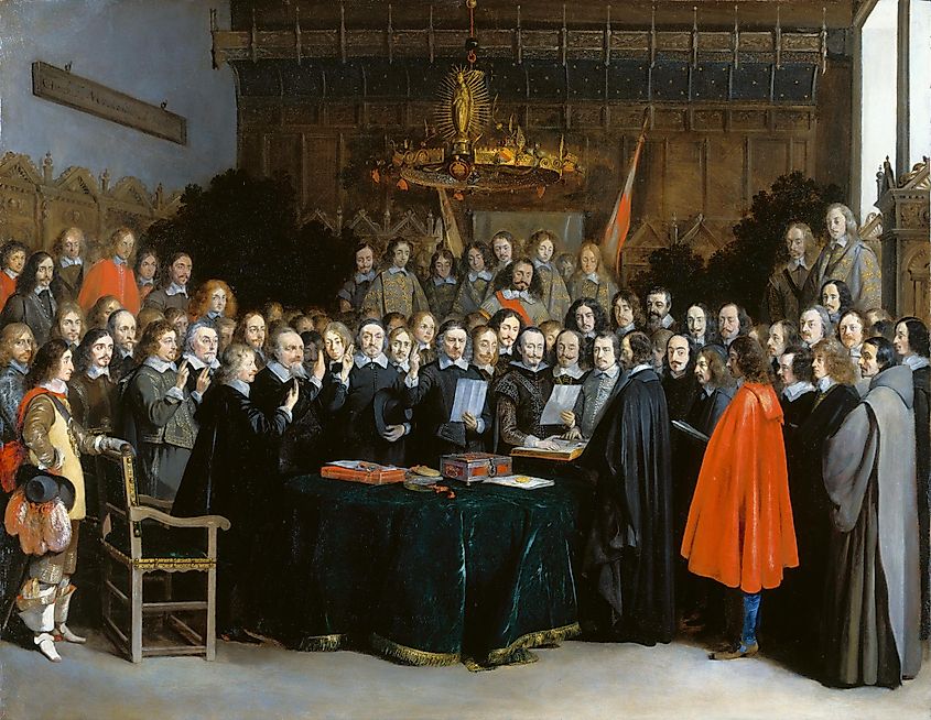 Signing of the Peace of Münster between Spain and the Dutch Republic, 30 January 1648.