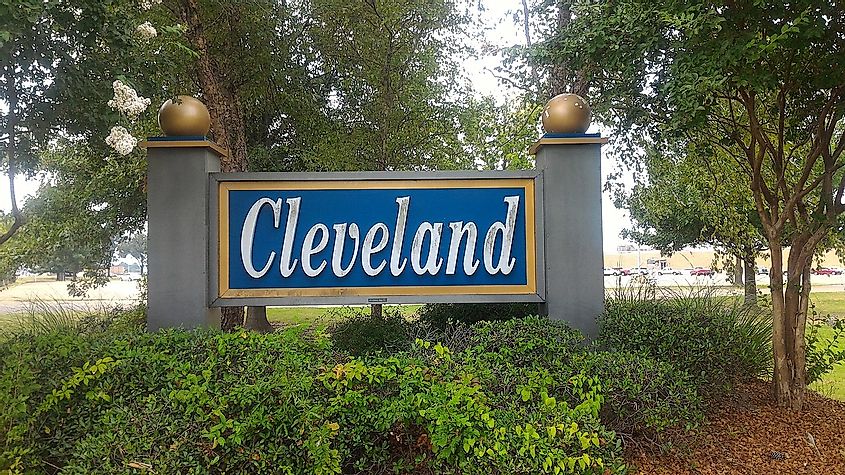 Cleveland, Mississippi sign located on Highway 61