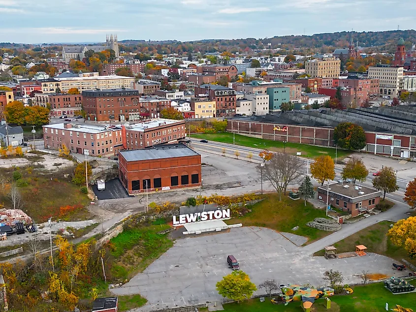 Aerial view of Lewiston, Maine. 