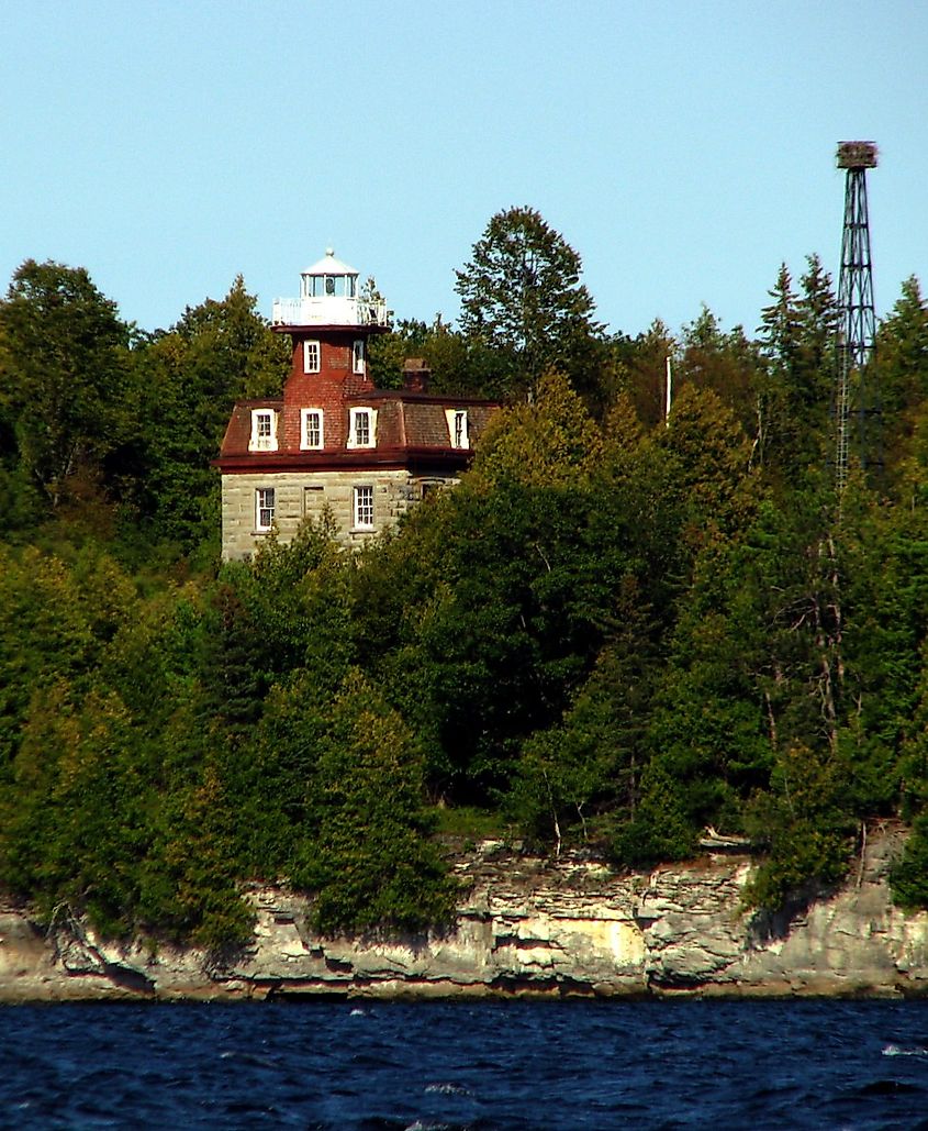 Bluff Point Light on Valcour Island, Lake Champlain, New York.