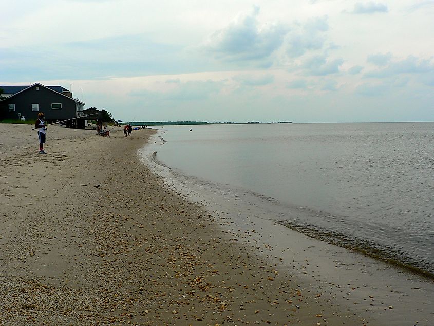 People fishing in Bowers Beach, Delaware