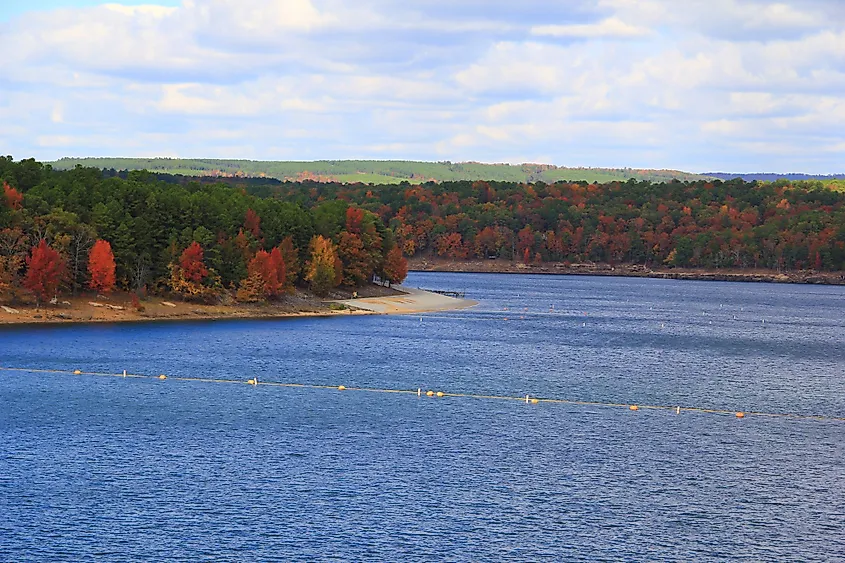 A beautiful autumn day near the dam on Greers Ferry Lake in Heber Springs, Arkansas