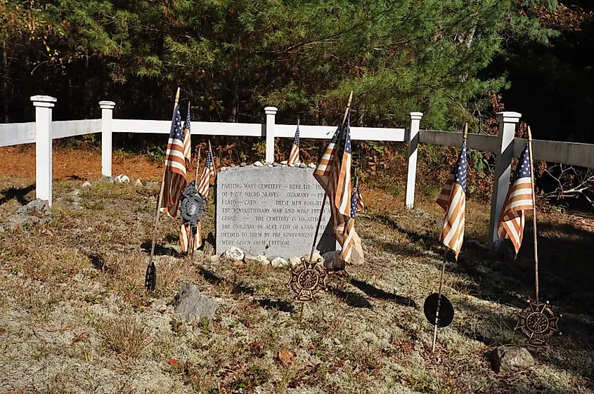 Parting Ways Cemetery, part of Parting Ways Archeological District, covering a post-Revolutionary African-American settlement in Plymouth, Massachusetts.