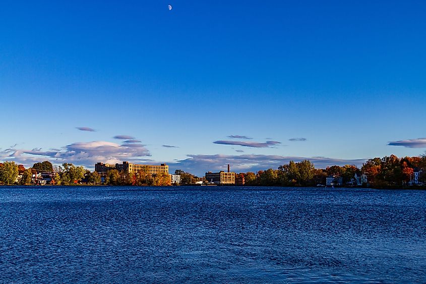 Crisp dry fall air and a lazy sunset over Number One Pond in Sanford, Maine