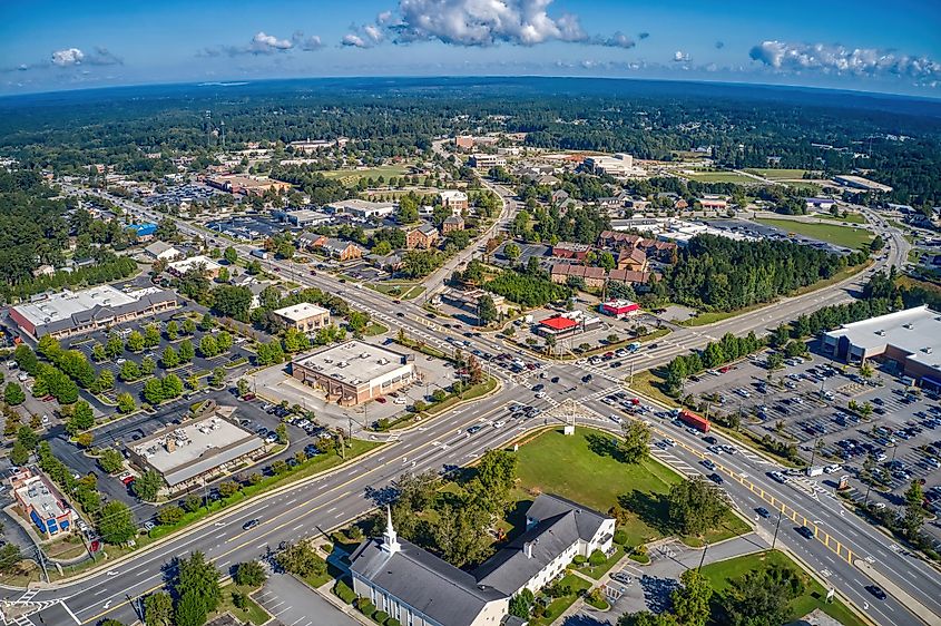 Aerial view of Evans, Georgia.