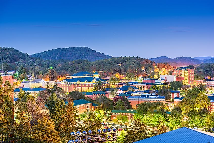 Skyline of Boone, North Carolina.