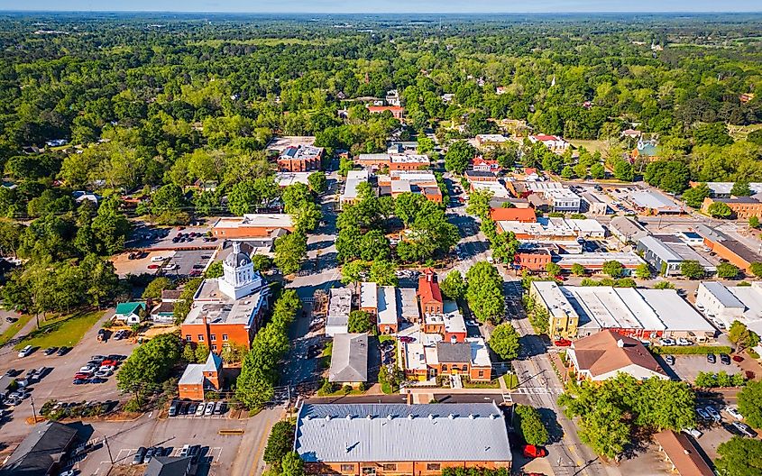 Overlooking downtown Madison, Georgia.