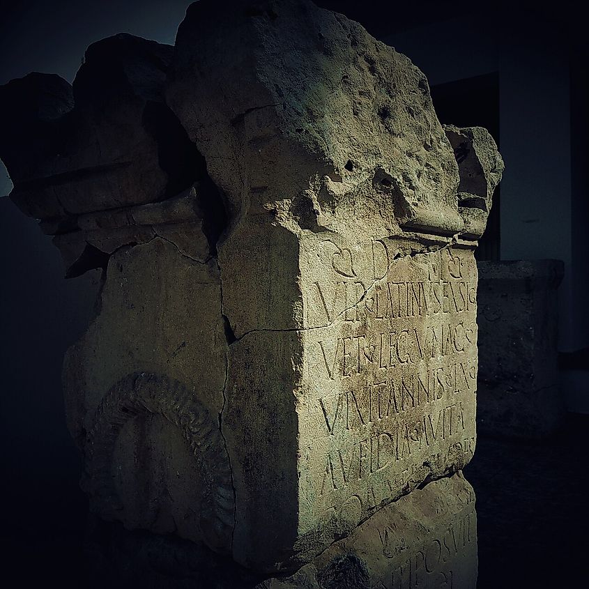 Funeral stone of Ulpius Latinus of the Fifth Macedonian Legion.