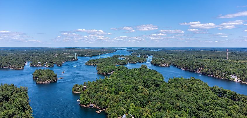 Aerial view of the Saint Lawrence River in Canada.